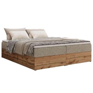 MKS KONTINENTÁLNÍ POSTEL WOOD ZERO 160/200 - Béžová Strukturovaná látka - H3 obraz