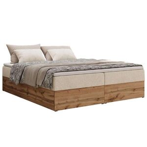 MKS KONTINENTÁLNÍ POSTEL WOOD ZERO 160/200 - Béžová Strukturovaná látka - H3 obraz