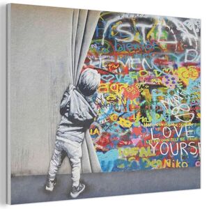 MuchoWow AKUSTICKÝ obraz Graffiti - Chlapec - Ilussie - Street art 80x60 cm obraz