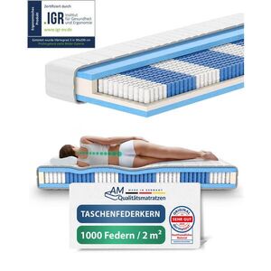 AM Qualitätsmatratzen MATRACE s taštičkovými pružinami s 1000 pružinami, 200/210 cm, H3 - výška 24 cm a potahem Tencel obraz