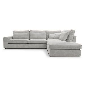 Beautysofa ROHOVÁ pohovka Parma bez funkce spaní, manšestrová látka, šedobéžová, pravá obraz
