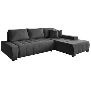 Beautysofa ROHOVÁ rozkládací pohovka Draco L grafit, pravá, tkanina pletená obraz