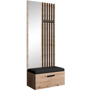 Beautysofa PŘEDSÍŇOVÁ sestava Margaret II 81/203/43 s lamelami a zrcadlem, dub artisan|černá obraz