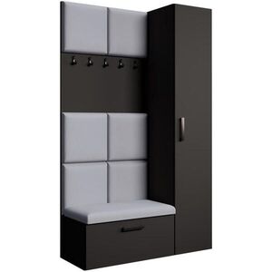 Beautysofa PŘEDSÍŇOVÁ sestava Margaret I+IV 121/203/43 s čalouněnými panely, černá|dub artisan obraz