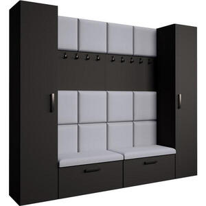 Beautysofa PŘEDSÍŇOVÁ sestava Margaret XL 242/203/43 s čalouněnými panely a botníkem, černá obraz