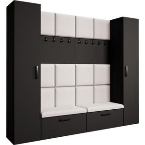 Beautysofa PŘEDSÍŇOVÁ sestava Margaret XL 242/203/43 s čalouněnými panely a botníkem, černá obraz
