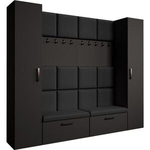 Beautysofa PŘEDSÍŇOVÁ sestava Margaret XL 242/203/43 s čalouněnými panely a botníkem, černá obraz