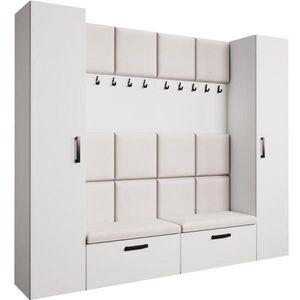 Beautysofa PŘEDSÍŇOVÁ sestava Margaret XL 242/203/43 s čalouněnými panely a botníkem, bílá obraz