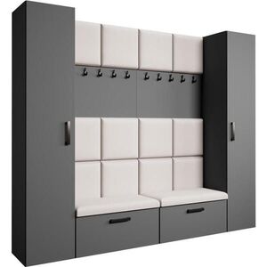 Beautysofa PŘEDSÍŇOVÁ sestava Margaret XL 242/203/43 s čalouněnými panely a botníkem, grafitová obraz