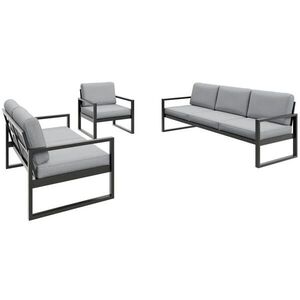 Beautysofa ZAHRADNÍ sada Stella se sedačkami a křeslem, s kovovým rámem, světle šedý obraz