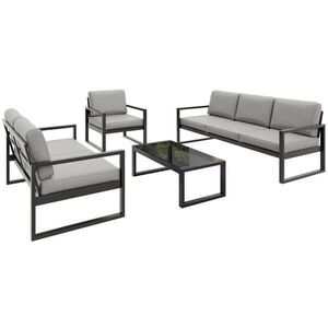 Beautysofa ZAHRADNÍ sada Stella se sedačkami, křeslem a konferenčním stolkem, s kovovým rámem, béžový obraz