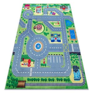 rugsX BAMBINO 9028 mycí kobereček Město, ulice pro děti protiskluz - zelená / šedá 80/150 cm obraz