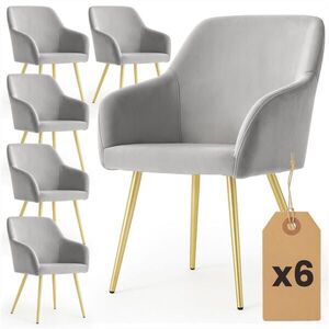 RAUMHIRSCH FURNITURE ČALOUNĚNÁ ŽIDLE, sada 6 ks, kovové nohy, šedá, zlatá 54, 5/83/58 obraz