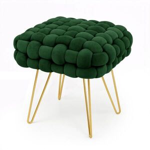 RAUMHIRSCH FURNITURE ČALOUNĚNÝ TABURET s ocelovými nohami, zelený 38/42/38 obraz