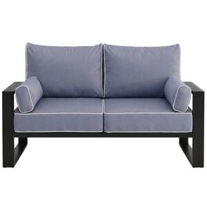 Beautysofa RELAXAČNÍ pohovka Verdino 2místná s kovovým rámem 150 cm, modrošedý obraz
