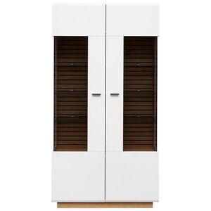 Stylife VITRÍNA, bílá, dub artisan, 98/190/40 cm obraz