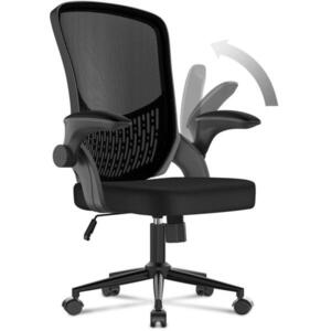 Rattantree KANCELÁŘSKÁ-ŽIDLE ergonomická, sklápěcí opěrky na ruce, středně vysoké opěradlo, bederní opěrka – Černá obraz