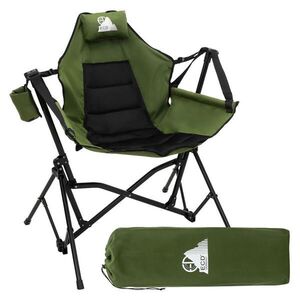ECD-Germany SKLÁDACÍ KEMPINGOVÁ HOUPAČKOVÁ ŽIDLE, khaki, s ocelovou konstrukcí, 82 x 105 x 107 cm obraz