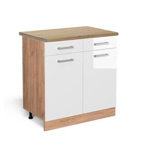 Vicco SPODNÍ SKŘÍŇKA KUCHYŇSKÉ LINKY R-Line Bílá vysoký lesk 80 cm , PD Dub obraz