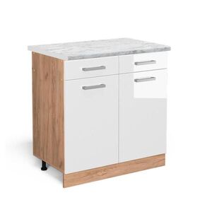 Vicco SPODNÍ SKŘÍŇKA KUCHYŇSKÉ LINKY R-Line Bílá vysoký lesk 80 cm PD Mramor obraz