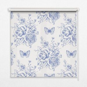TULUP VNITŘNÍ roleta - okenní roleta - roleta - 150x140 cm - Modré květiny a motýli obraz
