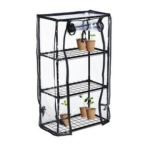 Relaxdays SKLENÍK Černá Transparentní fólie 3-patrový 80x48 cm obraz