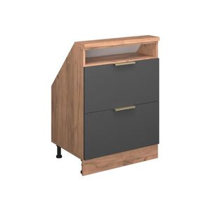 Vicco KUCHYŇSKÁ SKŘÍŇKA POD ŠIKMOU STŘECHU R-Line Antracitově zlatý 60 cm se 2 zásuvkami obraz