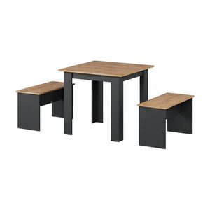 Vicco JÍDELNÍ STŮL SESTAVA Sentio Antracit/zlatý dub 80 x 80 cm se 2 lavicemi obraz