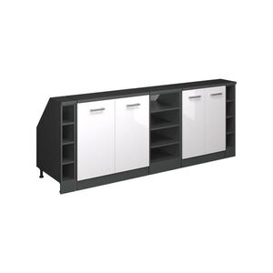 Vicco ŠATNÍ SESTAVA PRO ŠIKMÉ STŘECHY Rion Bílá vysoký lesk 210 cm Sada 5 korpusů skříně hloubka 60 cm obraz