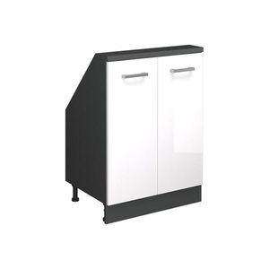 Vicco KUCHYŇSKÁ SKŘÍŇKA POD ŠIKMOU STŘECHU R-Line Bílá vysoký lesk 60 cm se 2 dvířky obraz