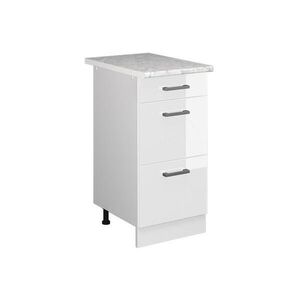 Vicco SPODNÍ SKŘÍŇKA KUCHYŇSKÉ LINKY R-Line Bílá vysoký lesk 40 cm se zásuvkami a pracovní deskou obraz
