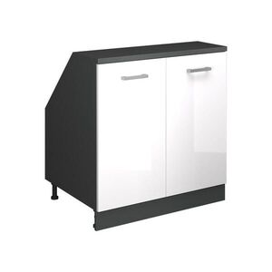 Vicco KUCHYŇSKÁ SKŘÍŇKA POD ŠIKMOU STŘECHU R-Line Bílá vysoký lesk 80 cm se 2 dveřmi, korpus skříně hloubka 60 cm obraz