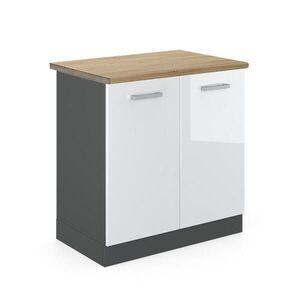 Vicco SKŘÍŇKA POD DŘEZ R-Line Bílá vysoký lesk 80 cm , PD Dub obraz