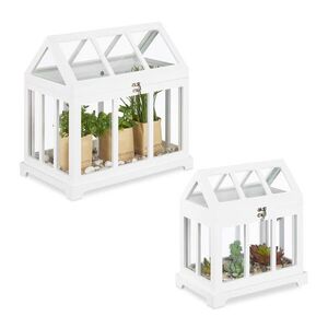 Relaxdays MINISKLENÍK Bílý 2-dílný set sklo výklopná střecha 37x37, 5x24 cm obraz