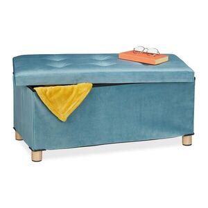 Relaxdays LAVICE Tyrkysová sametová skládací s úložným prostorem 76 cm obraz