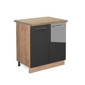 Vicco SKŘÍŇKA POD DŘEZ Fame-Line Antracitový vysoký lesk 80 cm , PD Dub obraz