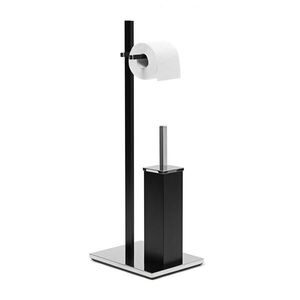 Relaxdays WC-SOUPRAVA Černá matná WC kartáč držák papíru 73 cm obraz