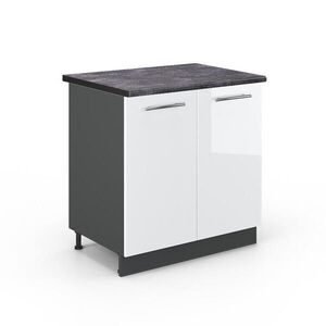 Vicco SPODNÍ SKŘÍŇKA KUCHYŇSKÉ LINKY Fame-Line, Bílá vysoký lesk/Antracit, 80 cm pracovná doska antracitová obraz
