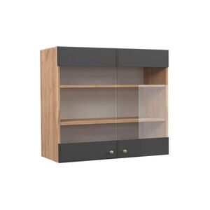 Vicco SKLENĚNÁ KUCHYŇSKÁ SKŘÍŇKA Fame-Line Antracitově zlatý 80 cm obraz
