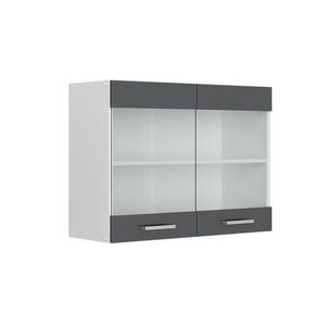 Vicco UNIVERZÁLNÍ NÁSTĚNNÁ SKŘÍŇKA R-Line Antracitový vysoký lesk 80 cm se skleněnými dvířky obraz
