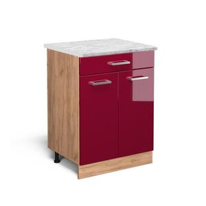 Vicco SPODNÍ SKŘÍŇKA KUCHYŇSKÉ LINKY R-Line Červená vysoký lesk 60 cm PD Mramor obraz