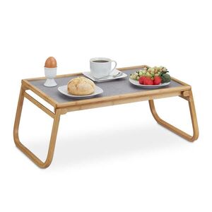 Relaxdays PODNOS NA POSTEL Přírodní šedá skládací bambus 60x33 cm obraz