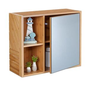 Relaxdays ZRCADLOSKŘÍŇKA Přírodní bambus 45 cm obraz