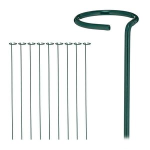 Relaxdays OPĚRNÁ TYČ Tmavě zelená 10dílná-sada práškově lakovaná ocel 80 cm obraz