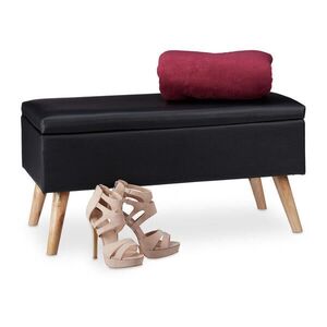 Relaxdays LAVICE Černá s úložným prostorem umělá kůže 80 cm obraz