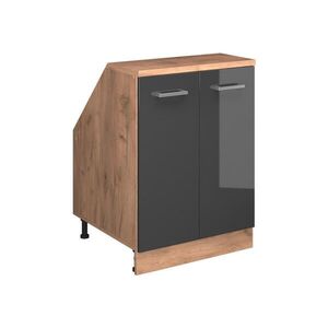 Vicco ŠIKMÁ SKŘÍŇ Rion Antracitový vysoký lesk 60 x 81.6 cm se 2 dveřmi, korpus skříně hloubka 60 cm obraz