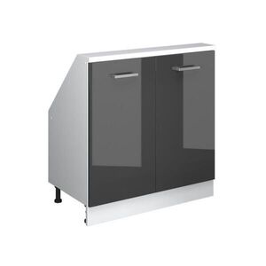 Vicco KUCHYŇSKÁ SKŘÍŇKA POD ŠIKMOU STŘECHU R-Line Antracitový vysoký lesk 80 cm se 2 dvířky obraz