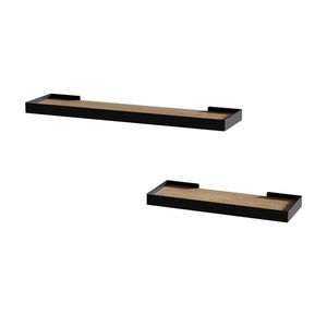 Vicco NÁSTĚNNÁ POLICE Erni Černá/dubová 60 x 3 cm Sada 2 kusů obraz