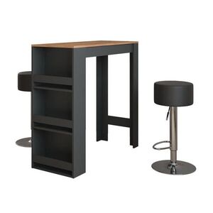 Vicco STOJACÍ BAROVÝ STŮL SE ŽIDLEMI Repose Antracit/zlatý dub 45 x 110 cm se 2 barovými stoličkami obraz