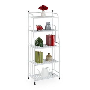 Relaxdays REGÁL Bílý kov 5 polic 133 cm obraz